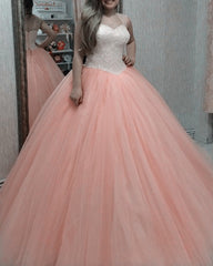 Tulle Princess Quinceanera Dresses Sequins Beaded Sweetheart Corset