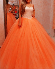 Tulle Princess Quinceanera Dresses Sequins Beaded Sweetheart Corset