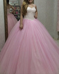 Tulle Princess Quinceanera Dresses Sequins Beaded Sweetheart Corset
