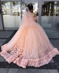 Tulle Flowers Wedding Dresses Off The Shoulder