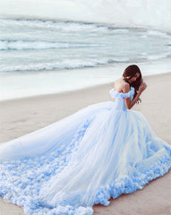 Tulle Quinceanera Dresses Ball Gown Flowers Off The Shoulder