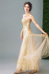 Sequined A-Line/Princess Scoop Neck Long Prom Dress with Sequins