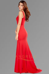 Trumpet/Mermaid Square Neckline Sweep Train Long Evening Dress