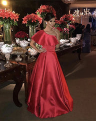 Long Satin Prom Dresses One Shoulder