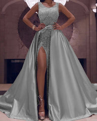 Rose Gold Sequins Dresses Mermaid Detachable Skirt