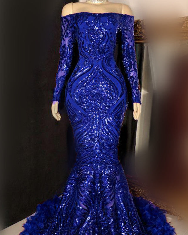 Off The Shoulder Mermaid Sparkly Dresses