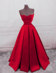 Ruched Satin Strapless Ball Gown Floor Length Dresses