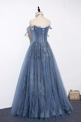 New Arrival Sequins Tulle Off-the-shoulder Floor Length Evening Dress
