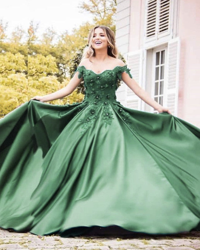 Sage Green Prom Dresses Princess Off Shoulder