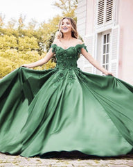 Sage Green Prom Dresses Princess Off Shoulder