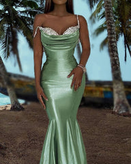 Sage Mermaid Sweetheart Formal Dresses