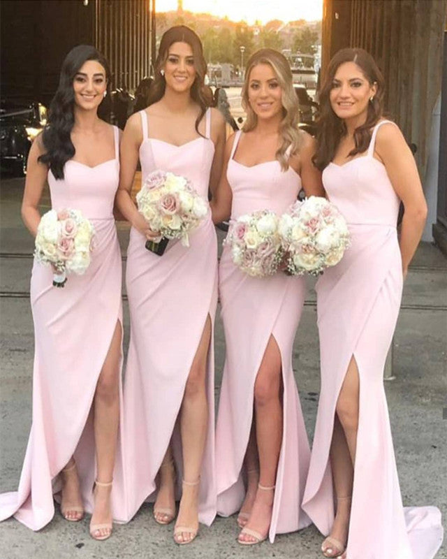 Simple Long Jersey Bridesmaid Dresses Sheath