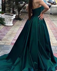 Sexy Strapless Ball Gown Satin Dresses