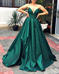 Sexy Strapless Ball Gown Satin Dresses