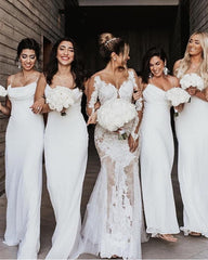 Long Sheath Bridesmaid Dresses Draped Back