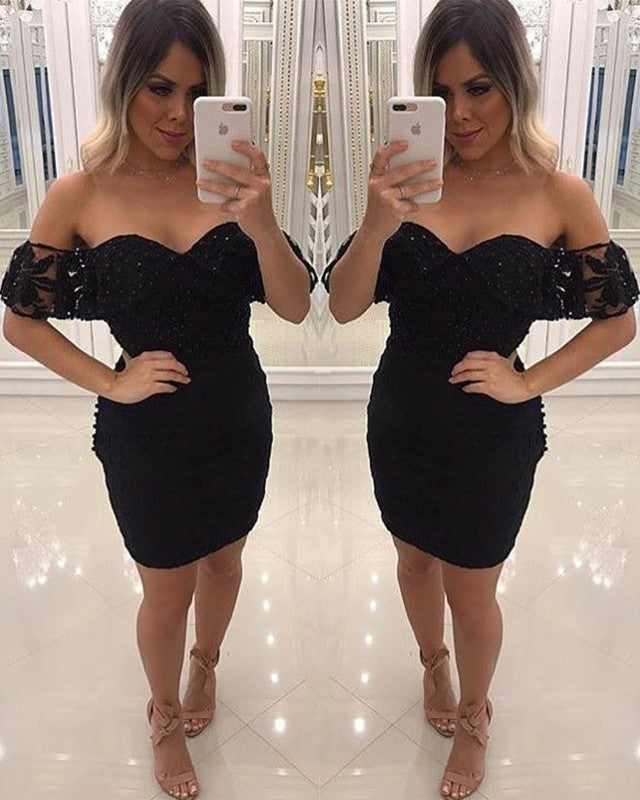 Sheath Homecoming Dresses Lace Off Shoulder