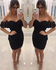 Sheath Homecoming Dresses Lace Off Shoulder