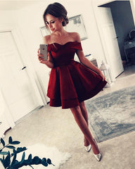 Short Satin Ruffles Graduation Dresses Off Shoulder