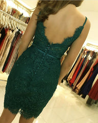 Short Green Lace Bodycon Prom Dresses