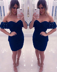 Sheath Homecoming Dresses Lace Off Shoulder