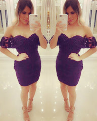Sheath Homecoming Dresses Lace Off Shoulder