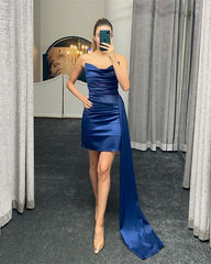 Short Sheath Prom Dresses Satin Strapless