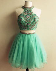 Short Two Piece Prom Dresses Beaded Top