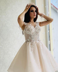 Short A-line Wedding Dresses Lace Appliques