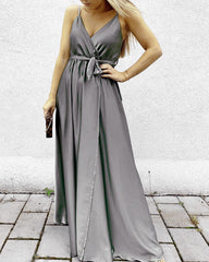 Simple Boho V Neck Split Bridesmaid Dresses