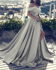 Long Split Bridesmaid Dresses Off Shoulder