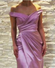 Sexy Mermaid Pleated V Neck Satin Dresses