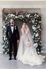 Sleeveless Sheer Lace Detachable Over-skirt Ball Gown Wedding Dresses , WD0161