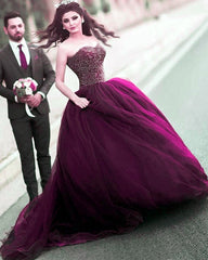 Strapless Bodice Corset Ball Gown Beaded Dresses