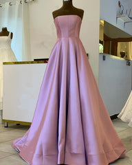 Strapless Corset Floor Length Satin Dresses
