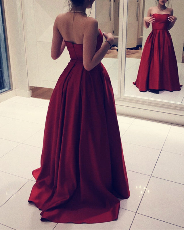Strapless Prom Dresses Satin Floor Length