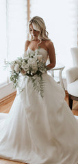 Sweetheart Strapless Lace Satin Ball Gown Wedding Dresses ,DB0171