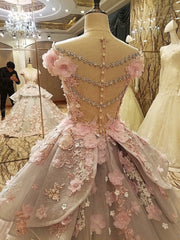 Vintage Floral Lace Flower Wedding Dresses Ball Gowns 2017