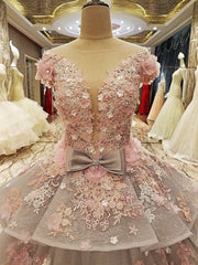 Vintage Floral Lace Flower Wedding Dresses Ball Gowns 2017