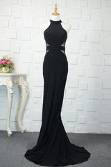 Black Tulle Sheath/Column Floor-Length Prom Dresses
