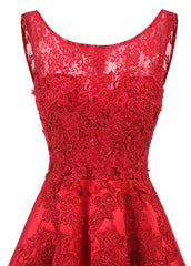 A-Line/Princess Asymmetrical Lace Scoop Neck short Prom Dresses