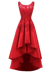 A-Line/Princess Asymmetrical Lace Scoop Neck short Prom Dresses