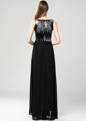 Chiffon V-neck Sleeveless Floor-Length Evening Dresses