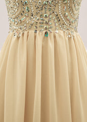 Sequined  Spaghetti Straps Chiffon Long Prom Dresses