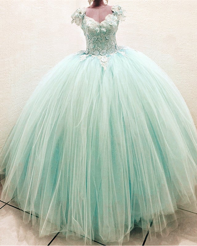 Tulle Ball Gown Dresses Lace Embroidery V Neck