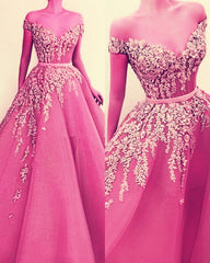 Elegant Tulle Dresses Lace Appliques Off Shoulder