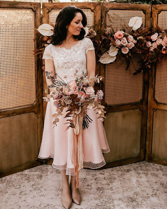 Tea Length Boho Wedding Dresses Two Piece