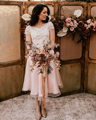 Tea Length Boho Wedding Dresses Two Piece