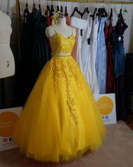 Two Piece Prom Dresses Ball Gown Appliques Beaded - RongMoon
