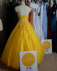 Two Piece Prom Dresses Ball Gown Appliques Beaded - RongMoon