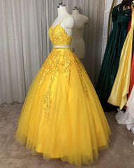 Two Piece Prom Dresses Ball Gown Appliques Beaded - RongMoon